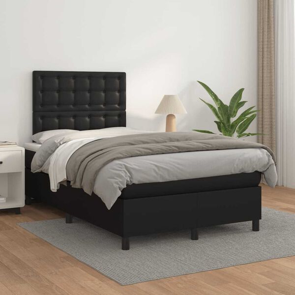 vidaXL Sommier &agrave; lattes de lit avec matelas noir 120x190 cm similicuir