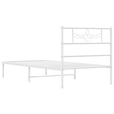 vidaXL Cadre de lit métal sans matelas et tête de lit blanc 107x203 cm