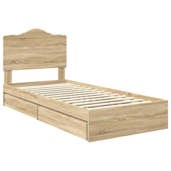 vidaXL Lit de Rangement Ch&ecirc;ne Sonoma 90 x 190 cm Bois d'ing&eacute;nierie