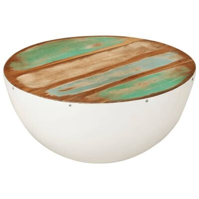 vidaXL Table basse en forme de bol blanc bois de récupération massif