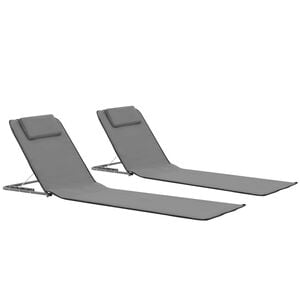 vidaXL Tapis de plage pliables 2 pcs Acier et tissu Gris