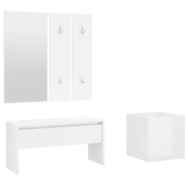 vidaXL Ensemble de meubles de couloir Blanc brillant Bois d'ing&eacute;nierie