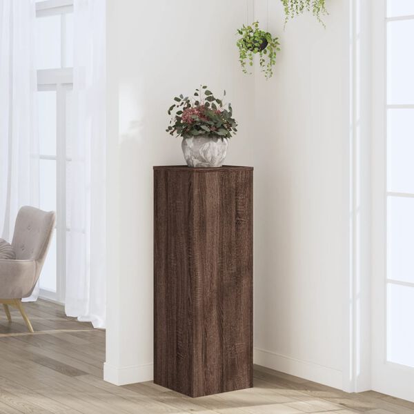 vidaXL Support pour plantes ch&ecirc;ne brun 33x33x100 cm bois d'ing&eacute;nierie