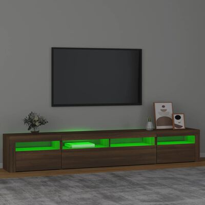 vidaXL Meuble TV avec lumières LED Chêne marron 240x35x40 cm