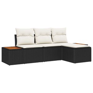 vidaXL Ensemble de canap&eacute; de jardin avec coussin 4 pcs Noir polyrotin