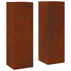 vidaXL Support de Plante 2 pcs Rouill&eacute; 24 x 24 x 75 cm Acier patin&eacute;