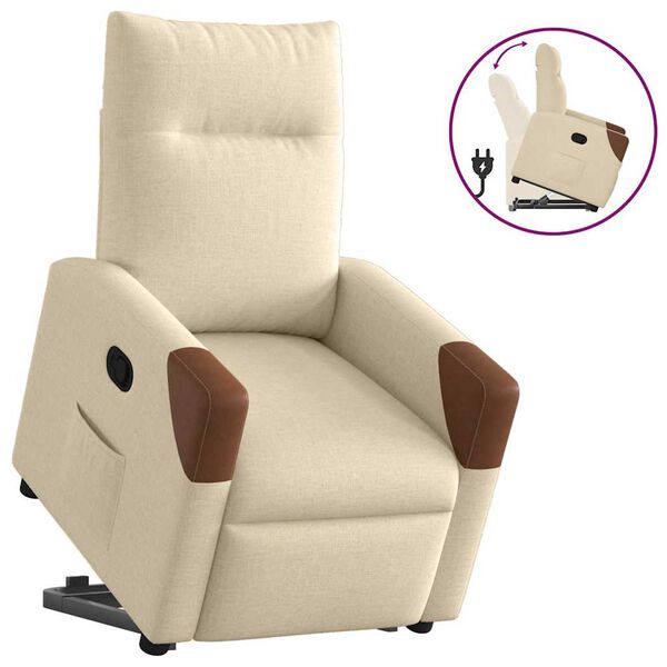 vidaXL Fauteuil inclinable Cr&egrave;me Tissu