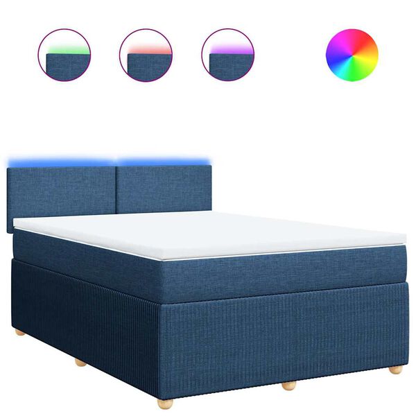 vidaXL Sommier &agrave; lattes de lit avec matelas Bleu 140x200 cm Tissu