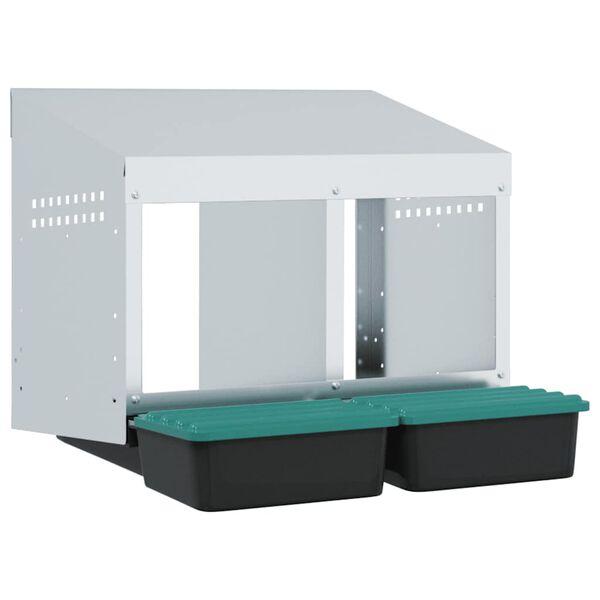 vidaXL Nichoir &agrave; poules 2 compartiments, fixation murale, acier galvanis&eacute;