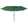 vidaXL Parasol de jardin avec lumi&egrave;res LED et m&acirc;t en m&eacute;tal 400 cm vert