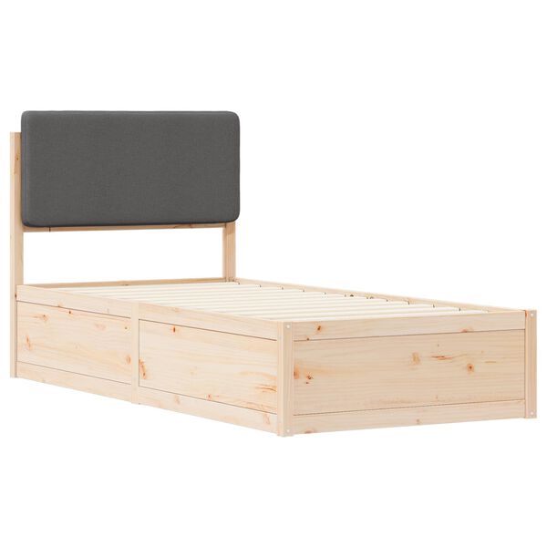 vidaXL Cadre de lit avec t&ecirc;te de lit rembourr&eacute;e Gris fonc&eacute; 80 x 200 cm