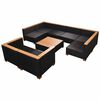vidaXL Salon de jardin 9 pcs avec coussins R&eacute;sine tress&eacute;e Noir
