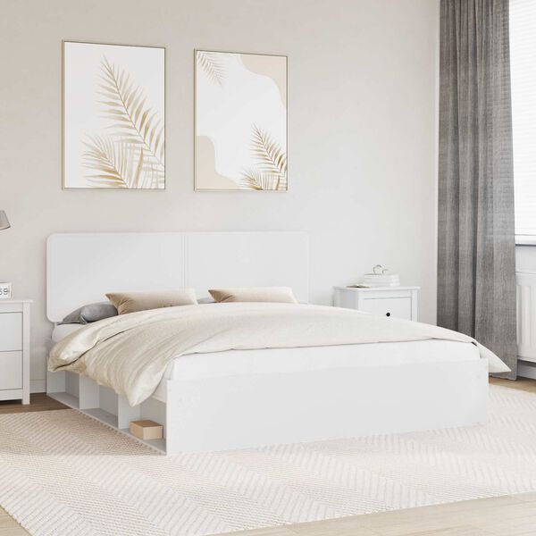 vidaXL Cadre de lit Blanc 180 x 200 cm Bois de pin massif