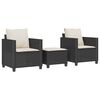 vidaXL Ensemble de bistro 3 pcs avec coussins noir r&eacute;sine tress&eacute;e