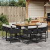 vidaXL Ensemble &agrave; manger de jardin 9pcs coussins noir r&eacute;sine tress&eacute;e