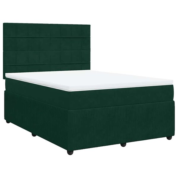 vidaXL Sommier &agrave; lattes de lit et matelas Vert fonc&eacute; 140x200cm Velours
