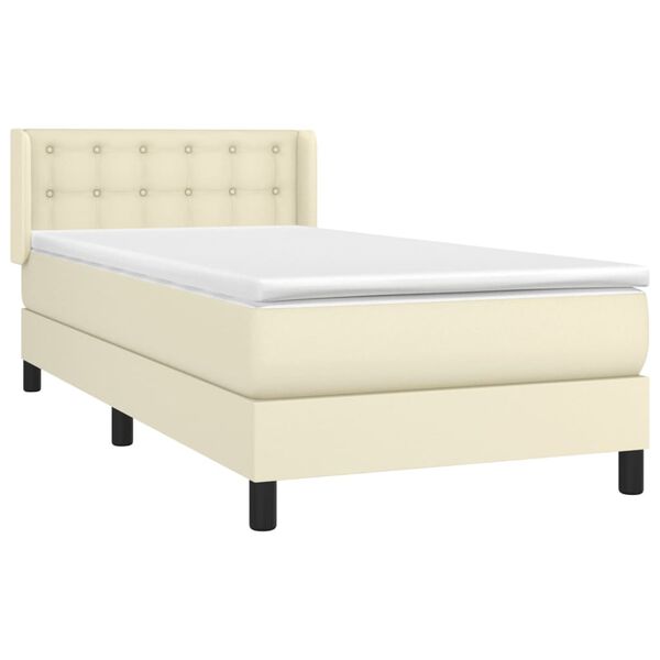vidaXL Sommier &agrave; lattes de lit avec matelas Cr&egrave;me 100x200cm Similicuir