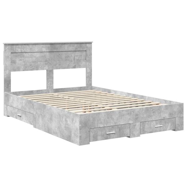 vidaXL Cadre de lit Gris b&eacute;ton 160 x 200 cm Bois d'ing&eacute;nierie