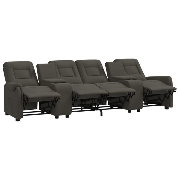vidaXL Fauteuil inclinable avec porte-gobelets 4 places Gris fonc&eacute;