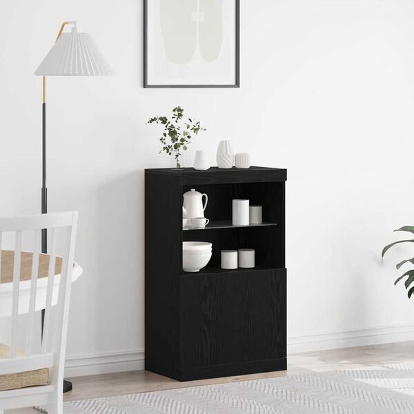 vidaXL Buffet LED Noir 60 x 37 x 100 cm Bois d'ing&eacute;nierie