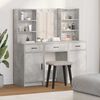 vidaXL Ensemble de table de maquillage avec LED 3 pcs Gris b&eacute;ton