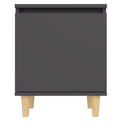 vidaXL Tables de chevet avec pieds en bois 2 pcs Gris 40x30x50 cm