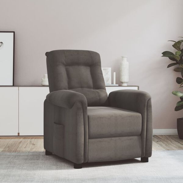 vidaXL Fauteuil inclinable Gris fonc&eacute; Tissu microfibre