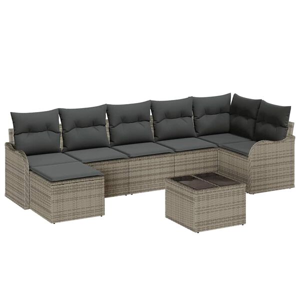 vidaXL Ensemble de canap&eacute; de jardin 8 pcs Gris polyrotin