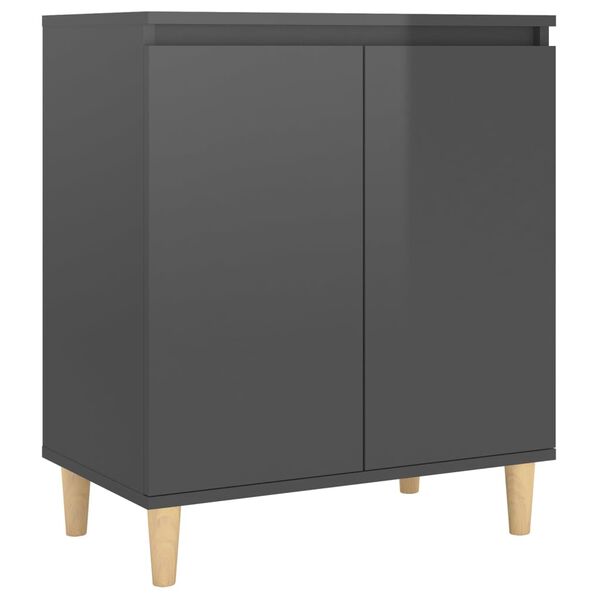 vidaXL Buffet avec pieds en bois Gris brillant Bois d'ing&eacute;nierie
