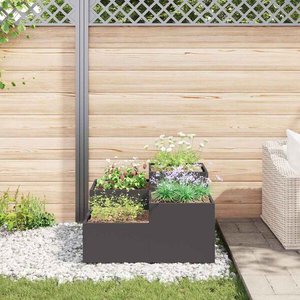 vidaXL Cache-pot de jardin Noir 100 x 100 x 48 cm Acier