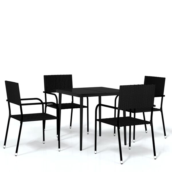 vidaXL Ensemble &agrave; manger de jardin 5 pcs Noir