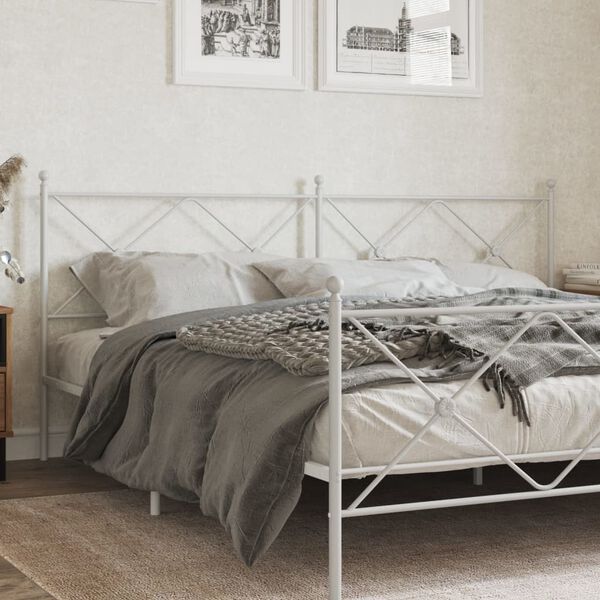 vidaXL T&ecirc;te de lit m&eacute;tal blanc 193 cm