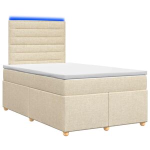 vidaXL Lit boxspring avec matelas Cr&egrave;me 120 x 190 cm Tissu
