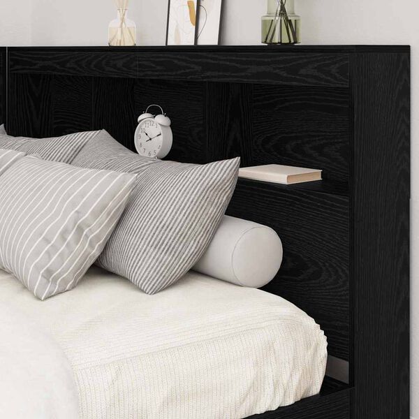 vidaXL T&ecirc;te de lit de rangement Ch&ecirc;ne noir 160 cm Bois d'ing&eacute;nierie