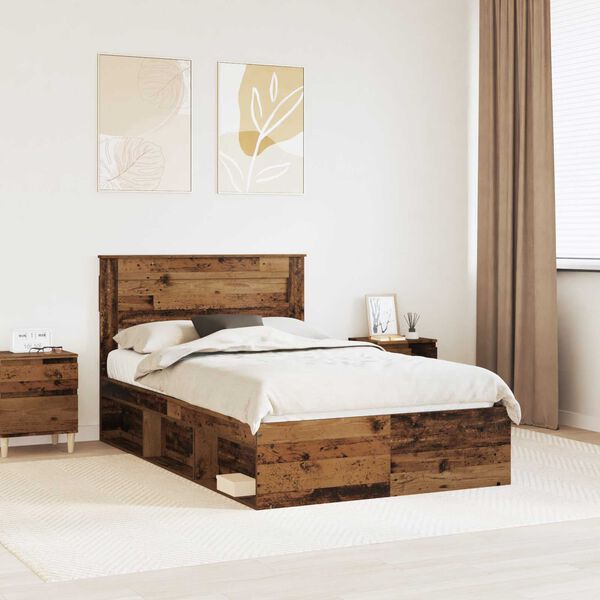 vidaXL Cadre de lit Bois ancien 120 x 190 cm Bois de pin massif