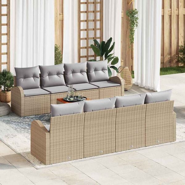 vidaXL Ensemble de canap&eacute; de jardin 9 pcs beige et gris clair