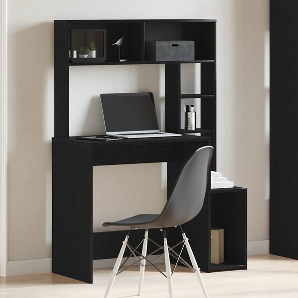 vidaXL Bureau avec étagères noir 100x45x140 cm bois d'ingénierie