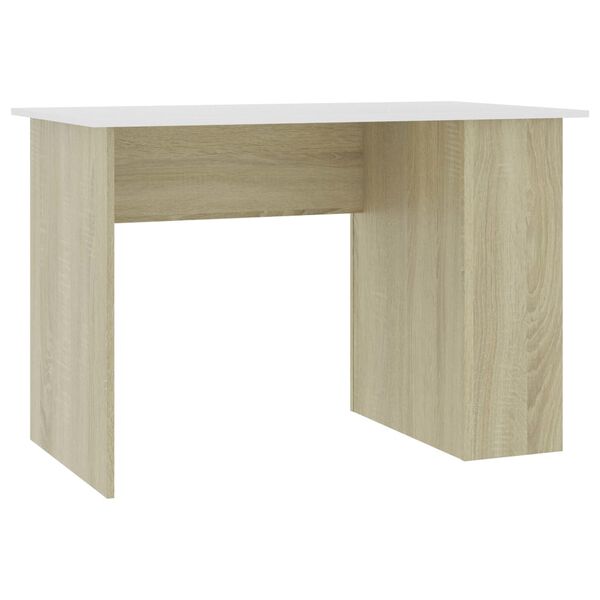 vidaXL Bureau Blanc et chêne sonoma 110x60x73 cm Aggloméré