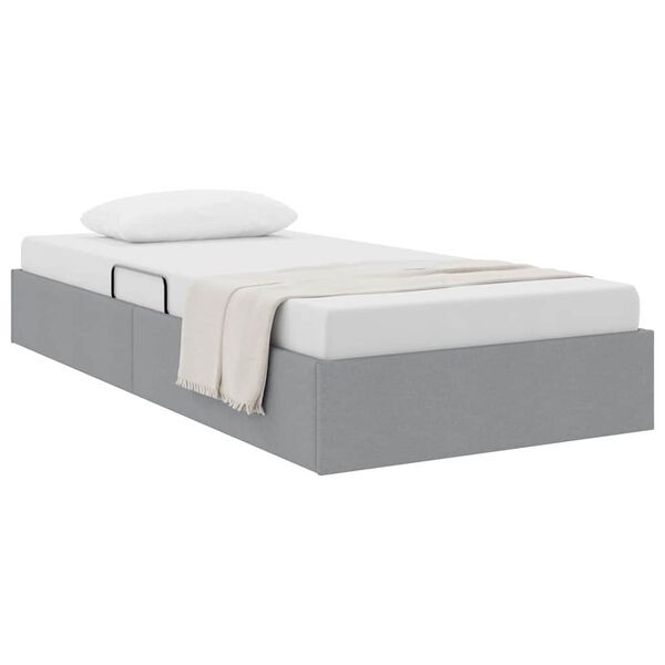 vidaXL Lit de Rangement avec matelas Gris clair 90 x 190 cm tissu