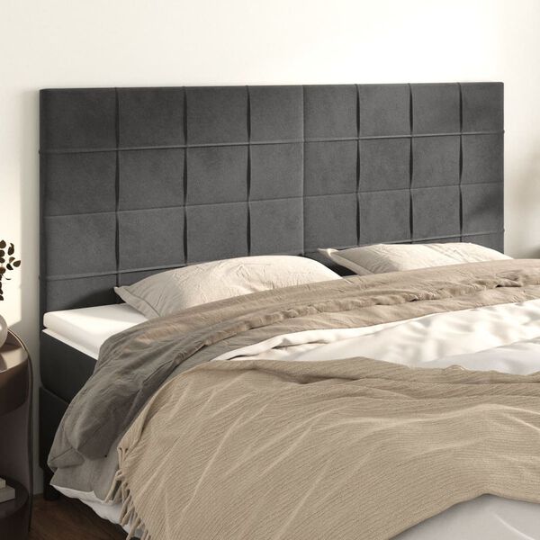vidaXL T&ecirc;te de lit Gris fonc&eacute; 160 x 5 x 118/128 cm Velours