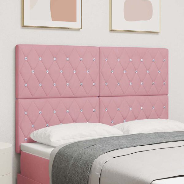 vidaXL T&ecirc;te de lit LED avec des lumi&egrave;res &agrave; LED Rose 144 cm Polyester