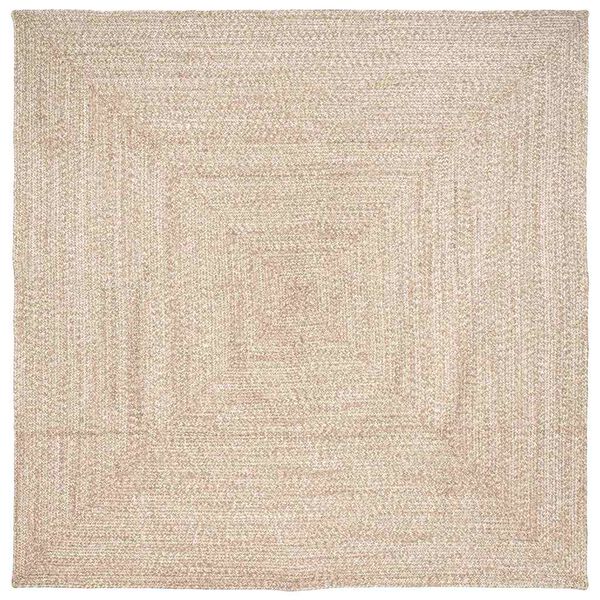 vidaXL Tapis de surface Carr&eacute; Naturel et Blanc 200 x 200 cm Jute