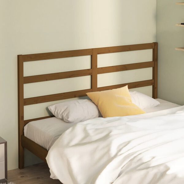 vidaXL T&ecirc;te de lit Marron miel 126x4x100 cm Bois massif de pin