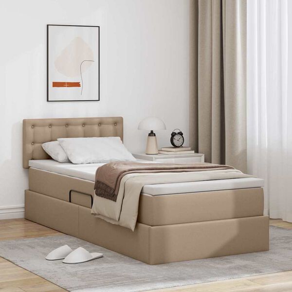 vidaXL Lit avec rangement et matelas Cappuccino 90 x 200 cm
