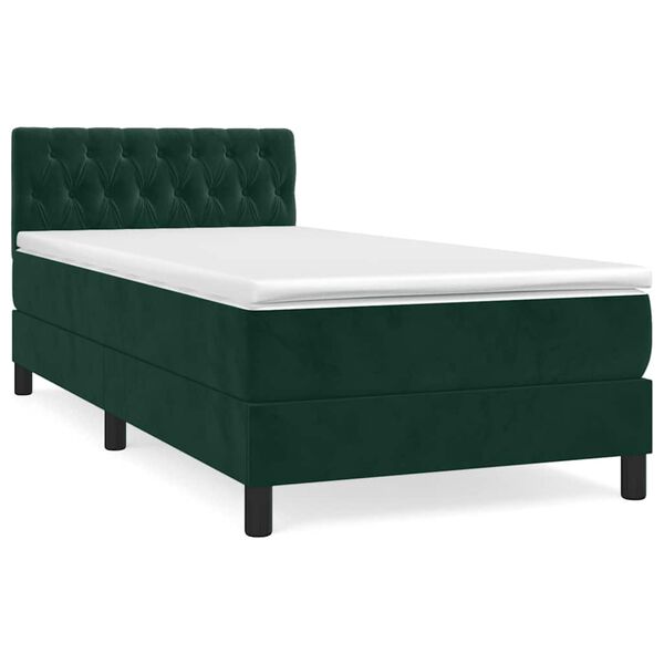 vidaXL Sommier &agrave; lattes de lit avec matelas Vert fonc&eacute; 90x200 cm