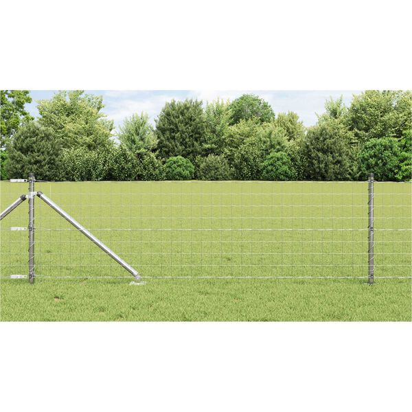 vidaXL Cl&ocirc;ture avec poteau Argent&eacute; 0,6 x 50 m Acier