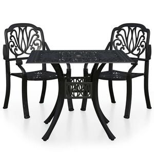 vidaXL Ensemble de bistro 3 pcs Aluminium coul&eacute; Noir