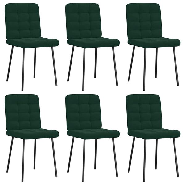vidaXL Chaises &agrave; manger lot de 6 vert fonc&eacute; velours