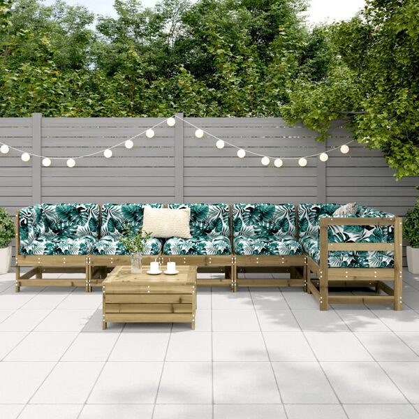 vidaXL Salon de jardin 7 pcs bois de pin impr&eacute;gn&eacute;