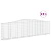 vidaXL Paniers &agrave; gabions arqu&eacute;s 15 pcs 400x30x100/120 cm Fer galvanis&eacute;